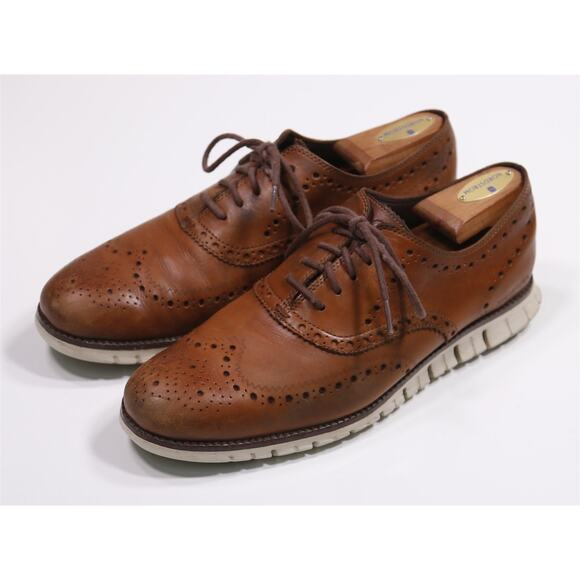 Cole Haan Mens British Tan Brown Zero Grand Wingtip Oxford Dress Shoes 9 main image 8